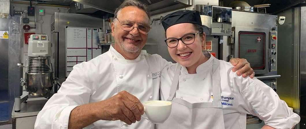 Raymond Blanc shares a cup of tea with Josie Milicevic at Le Manoir aux Quat' Saisons.