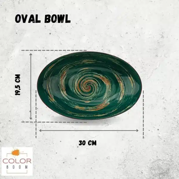 Green Oval Bowl 30 x 19.5 x 7 cm Green Oval Bowl 30 x 19.5 x 7 cm - Image 3