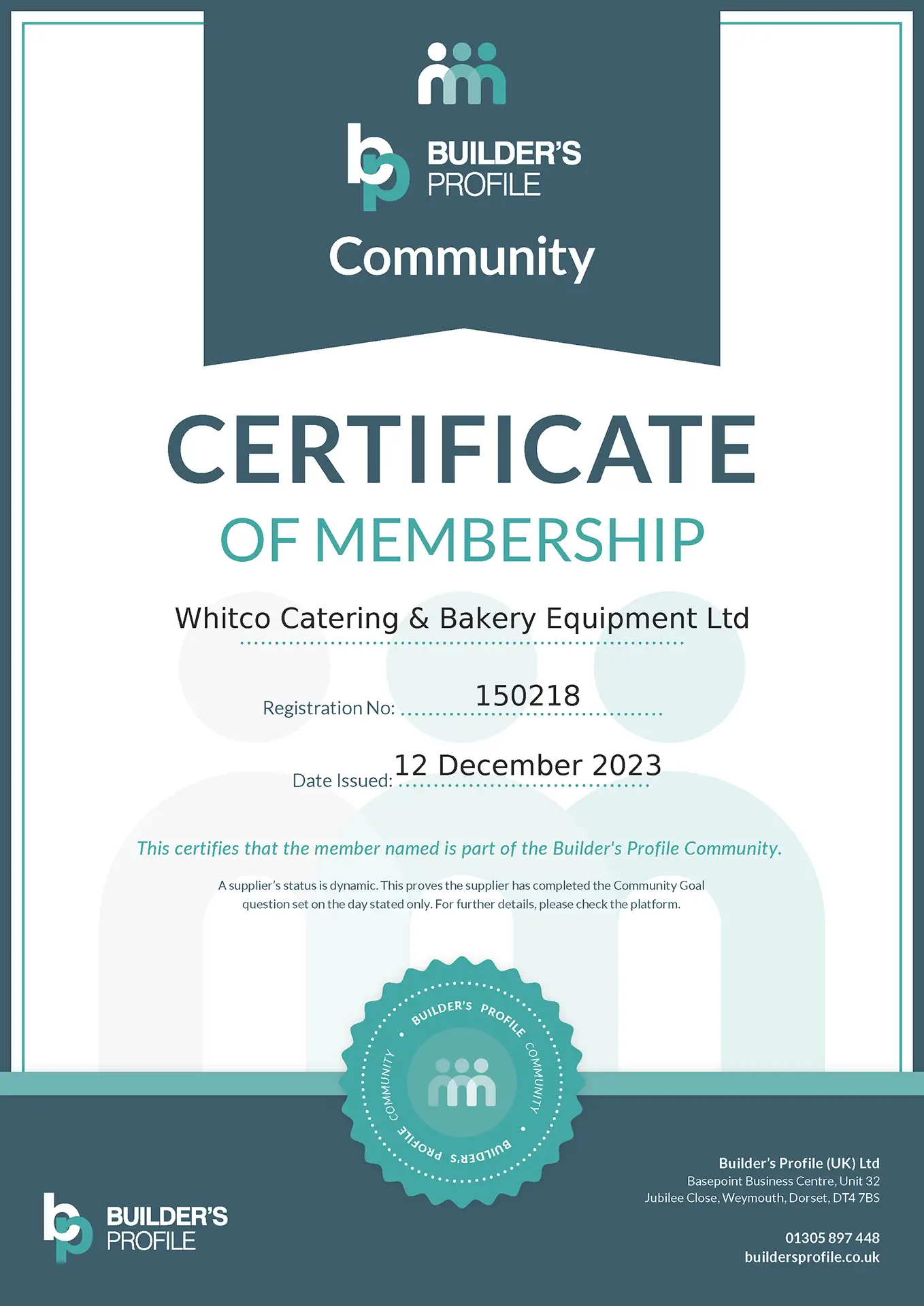 Memberships & Certifications Builders Profile Dec 23