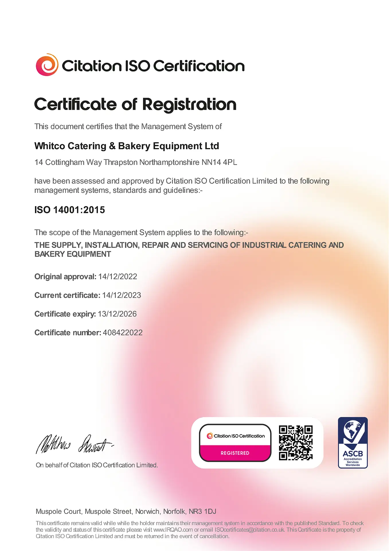 Memberships & Certifications ISO 14001_2015 Certificate - 14.12.23 - 13.12.26